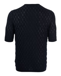 dunkelblaues Strick T-Shirt mit einem Rundhalsausschnitt von Ballantyne