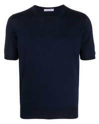 dunkelblaues Strick T-Shirt mit einem Rundhalsausschnitt von Cruciani