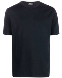 dunkelblaues Strick T-Shirt mit einem Rundhalsausschnitt von Dondup