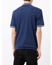 dunkelblaues Strick T-Shirt mit einem Rundhalsausschnitt von Fred Perry