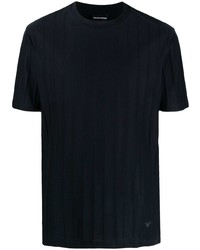 dunkelblaues Strick T-Shirt mit einem Rundhalsausschnitt von Emporio Armani