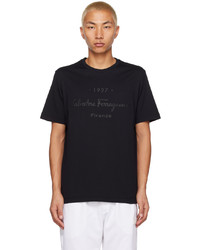 dunkelblaues Strick T-Shirt mit einem Rundhalsausschnitt von Ferragamo