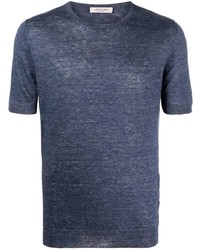 dunkelblaues Strick T-Shirt mit einem Rundhalsausschnitt von Fileria