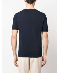 dunkelblaues Strick T-Shirt mit einem Rundhalsausschnitt von Eleventy