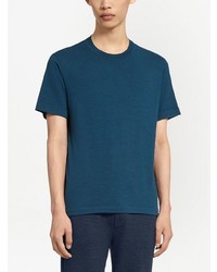 dunkelblaues Strick T-Shirt mit einem Rundhalsausschnitt von Zegna