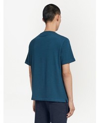 dunkelblaues Strick T-Shirt mit einem Rundhalsausschnitt von Zegna