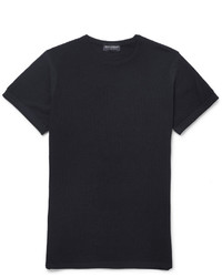 dunkelblaues Strick T-Shirt mit einem Rundhalsausschnitt von John Smedley