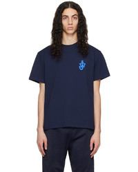dunkelblaues Strick T-Shirt mit einem Rundhalsausschnitt von JW Anderson