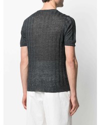 dunkelblaues Strick T-Shirt mit einem Rundhalsausschnitt von Tagliatore