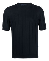 dunkelblaues Strick T-Shirt mit einem Rundhalsausschnitt von Lardini