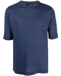dunkelblaues Strick T-Shirt mit einem Rundhalsausschnitt von Lardini