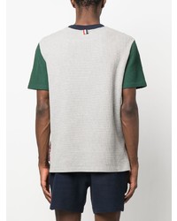 dunkelblaues Strick T-Shirt mit einem Rundhalsausschnitt von Thom Browne