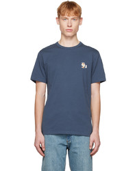 dunkelblaues Strick T-Shirt mit einem Rundhalsausschnitt von MAISON KITSUNÉ