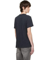 dunkelblaues Strick T-Shirt mit einem Rundhalsausschnitt von rag & bone