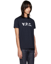 dunkelblaues Strick T-Shirt mit einem Rundhalsausschnitt von A.P.C.
