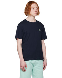 dunkelblaues Strick T-Shirt mit einem Rundhalsausschnitt von Lacoste