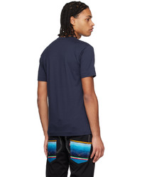 dunkelblaues Strick T-Shirt mit einem Rundhalsausschnitt von Comme Des Garcons Play