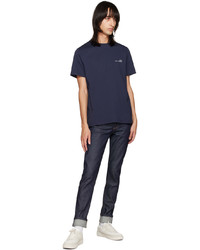 dunkelblaues Strick T-Shirt mit einem Rundhalsausschnitt von A.P.C.