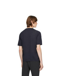 dunkelblaues Strick T-Shirt mit einem Rundhalsausschnitt von Z Zegna