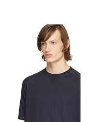 dunkelblaues Strick T-Shirt mit einem Rundhalsausschnitt von Z Zegna