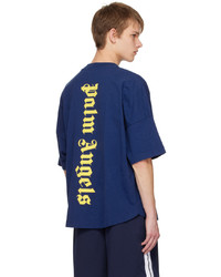 dunkelblaues Strick T-Shirt mit einem Rundhalsausschnitt von Palm Angels