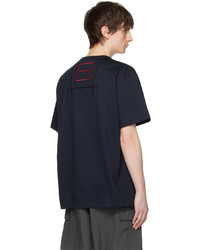 dunkelblaues Strick T-Shirt mit einem Rundhalsausschnitt von Wooyoungmi