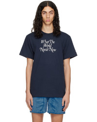 dunkelblaues Strick T-Shirt mit einem Rundhalsausschnitt von Noah