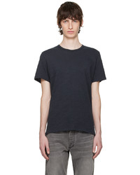 dunkelblaues Strick T-Shirt mit einem Rundhalsausschnitt von rag & bone