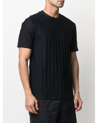 dunkelblaues Strick T-Shirt mit einem Rundhalsausschnitt von Emporio Armani