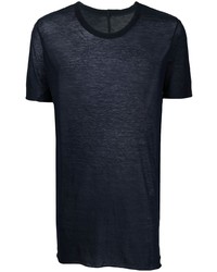 dunkelblaues Strick T-Shirt mit einem Rundhalsausschnitt von Rick Owens
