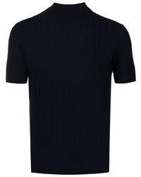 dunkelblaues Strick T-Shirt mit einem Rundhalsausschnitt von Roberto Collina