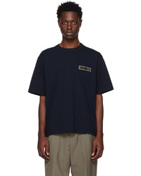 dunkelblaues Strick T-Shirt mit einem Rundhalsausschnitt von Sacai