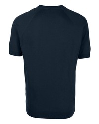 dunkelblaues Strick T-Shirt mit einem Rundhalsausschnitt von D4.0