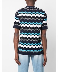 dunkelblaues Strick T-Shirt mit einem Rundhalsausschnitt von Missoni