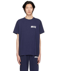 dunkelblaues Strick T-Shirt mit einem Rundhalsausschnitt von Sporty & Rich