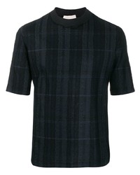 dunkelblaues Strick T-Shirt mit einem Rundhalsausschnitt von Stephan Schneider