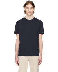 dunkelblaues Strick T-Shirt mit einem Rundhalsausschnitt von The Row