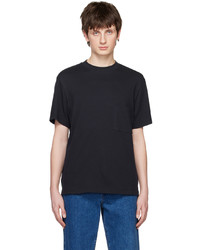 dunkelblaues Strick T-Shirt mit einem Rundhalsausschnitt von The Row
