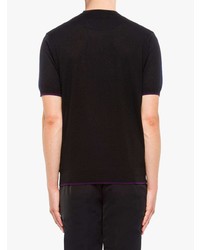 dunkelblaues Strick T-Shirt mit einem Rundhalsausschnitt von Prada