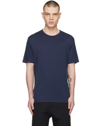 dunkelblaues Strick T-Shirt mit einem Rundhalsausschnitt von Veilance