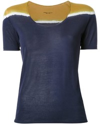 dunkelblaues Strick T-shirt von Roberto Collina