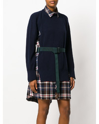 dunkelblaues Sweatkleid mit Karomuster von Sacai