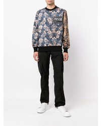 dunkelblaues Sweatshirt mit Blumenmuster von VERSACE JEANS COUTURE