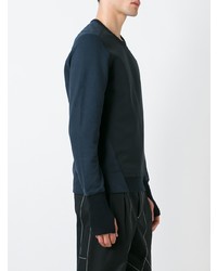 dunkelblaues Sweatshirt mit Fischgrätenmuster von Alexander McQueen