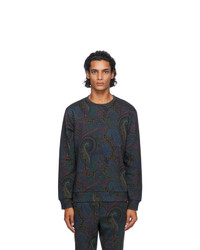 dunkelblaues Sweatshirt mit Paisley-Muster