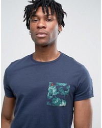 dunkelblaues T-shirt mit Blumenmuster von Jack Wills