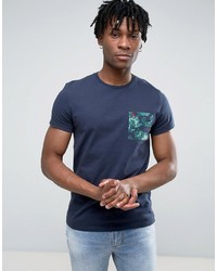 dunkelblaues T-shirt mit Blumenmuster von Jack Wills