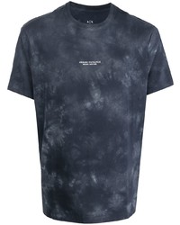 dunkelblaues Mit Batikmuster T-Shirt mit einem Rundhalsausschnitt von Armani Exchange
