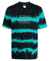 dunkelblaues Mit Batikmuster T-Shirt mit einem Rundhalsausschnitt von Diesel