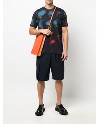 dunkelblaues Mit Batikmuster T-Shirt mit einem Rundhalsausschnitt von Paul Smith